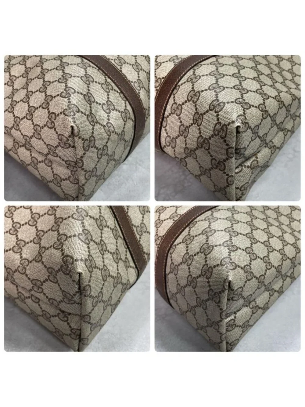 Gucci GG Tote Brown Beige Leather Logo